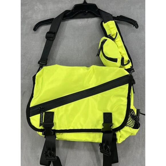 New Free People Movement Move It All Messenger Bag Neon Lime Yellow - Picture 3 of 8